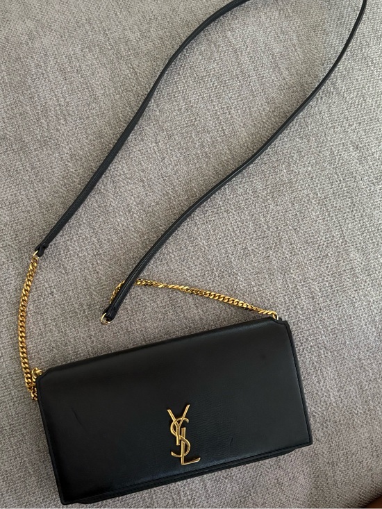 Saint Laurent Handbags - Saint Laurent Black Leather YSL Logo Chain Crossbody